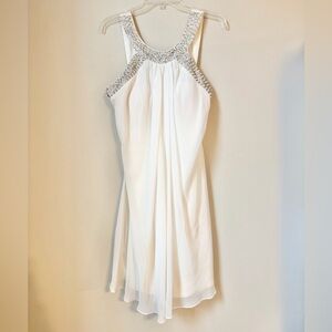 Dressbarn Collection Ivory Beaded Sleeveless Cocktail Prom Formal Dress, Size 12